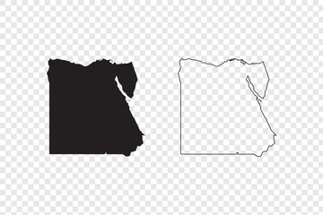 Egypt map silhouette and outline simple vector illustration for geography and travel concepts isolated on transparent background © Maria