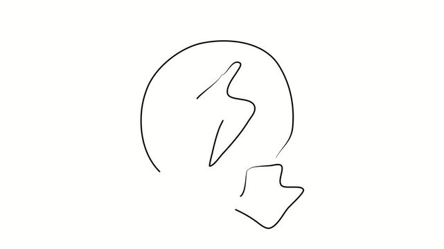Decrease in energy, decline in energy. Contour drawing, silhouett animation. Continuous line. Isolated on white. Video 4k object illustration self-drawing. Object construction. Minimalist continuous l