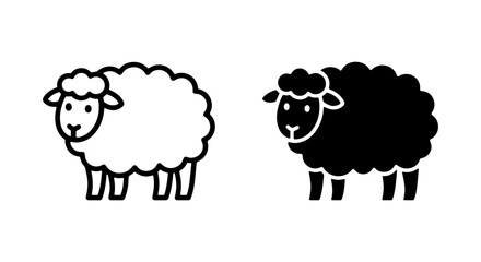 Obraz premium Sheep Icons: Black and White Vector Graphics, Farm Animal Silhouettes for Livestock Concepts