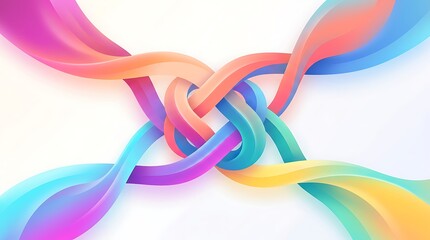 Naklejka premium Abstract colorful wavy lines tied in a central knot