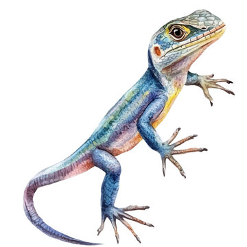 watercolor painting of Lizard, isolated on a white background.