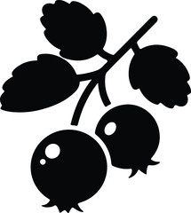Silhouette design featuring a detailed black berry branch icon vector © Ummei