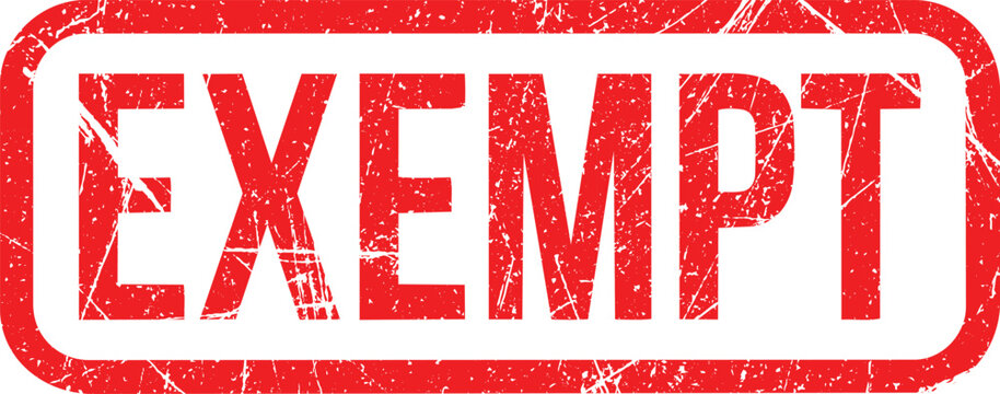 Exempt Stamp: A weathered red stamp boldly declares EXEMPT, conveying a message of exception and non-obligation.