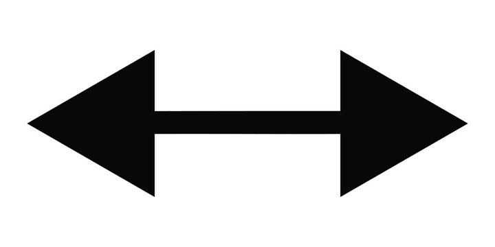 Black double headed arrow sign pointing left and right Vector