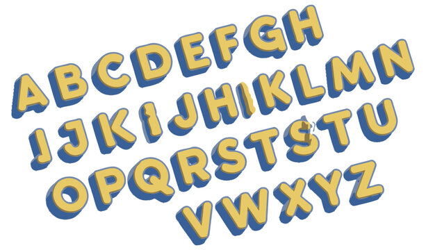 Alphabet letters in bold comic book style with 3D shadow effect for vibrant typography and graphic design titles or headers Comic
