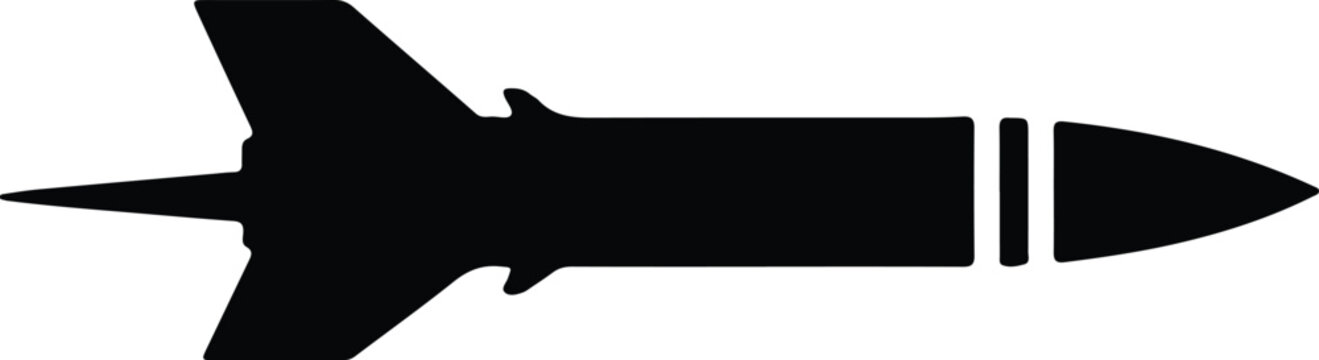 Silhouette design of a military missile for defense system vector