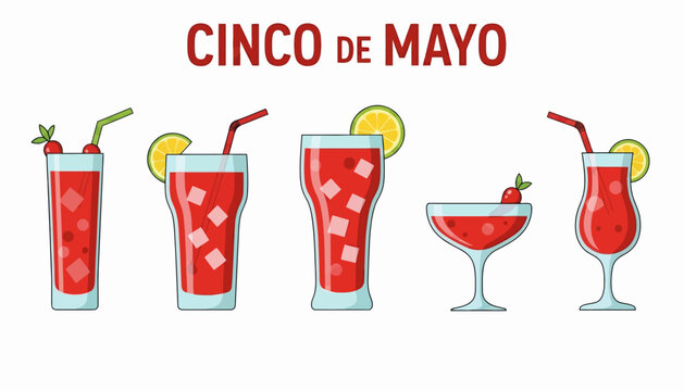 Cinco de Mayo celebration with a variety of refreshing red cocktails and garnishes
