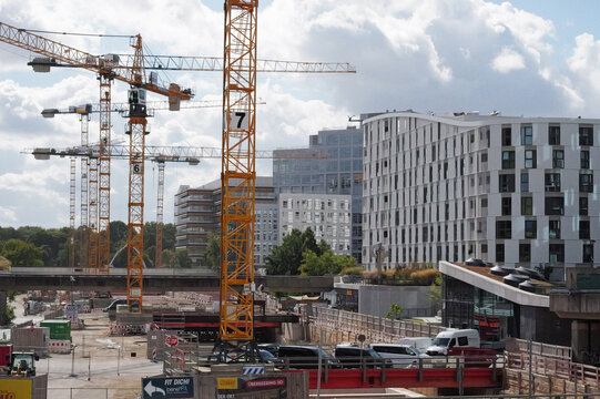 Hamburg, Germany - September 12, 2025: Major construction site in Hamburg, Germany