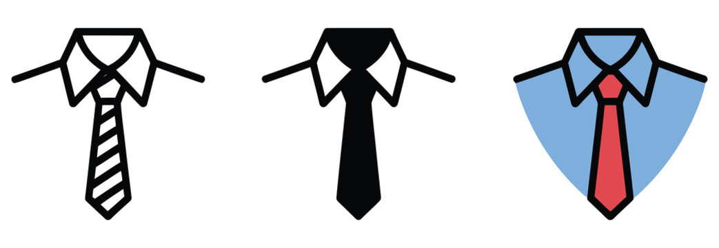 Shirt and tie icon featuring formal attire symbolizing career style, corporate identity, professional dress code, minimal clean vector