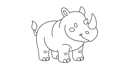 rhino illustration vector, rhinoceros cartoon coloring page, illustration  © NadeAnamta