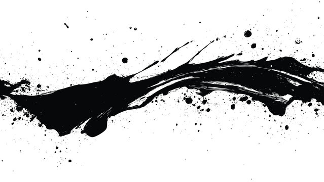 Black paint splatter on white background.