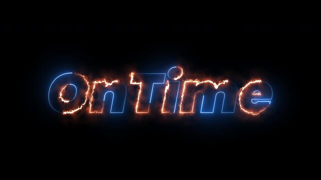 OnTime Neon and fire effect  Text Animation | Futuristic Glowing Typography 4K