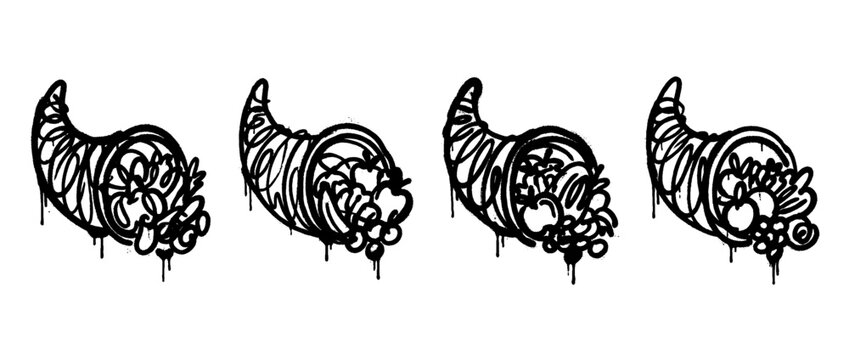 cornucopia , spray paint style , vector 