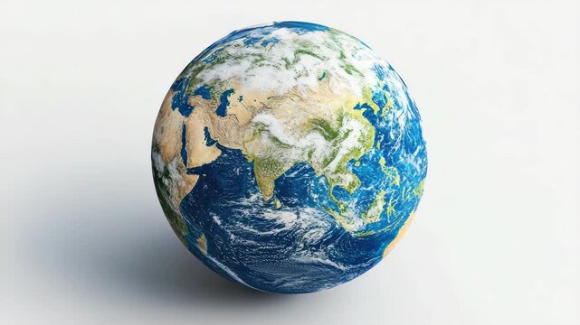 A digital rendering of the world map with topography and countries visible on a light background.
