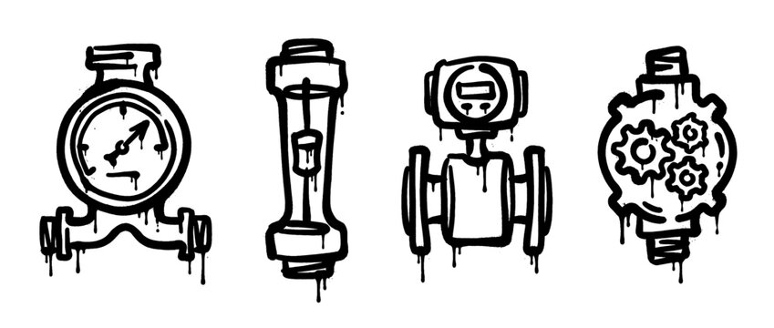 flow meter , spray paint style , vector 