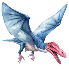 Pteranodon, beautiful watercolor illustration, isolated on a white background, soft and delicate colors. © teralis