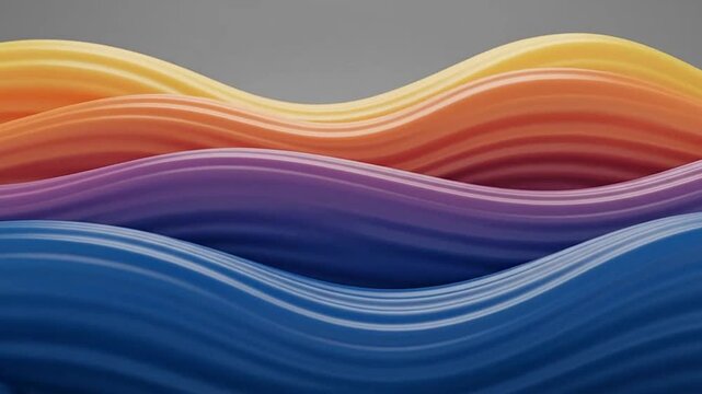 Abstract colorful wavy plastic tubes in vibrant layers