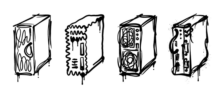 server blade , spray paint style , vector 