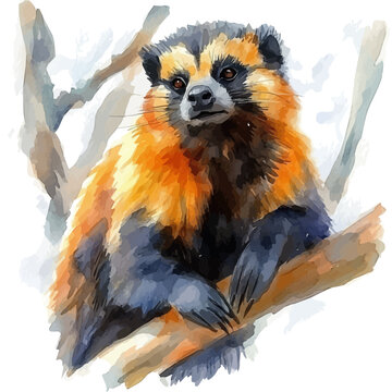 watercolor graphic of Megatherium illustration, isolated on a white background.