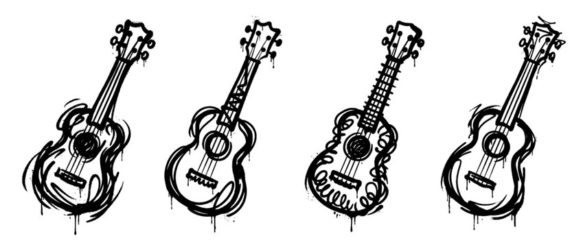 ukulele , spray paint style , vector 