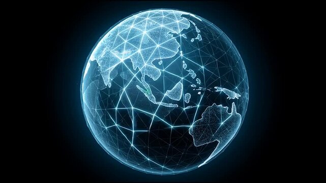 abstract business connection of line from nail node to node on world map background Innovation network points Earth's surface	