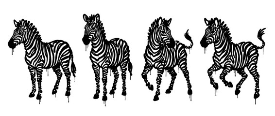 Naklejka premium zebra , spray paint style , vector 