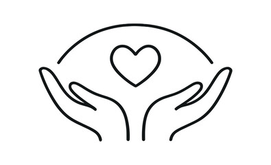 Obraz premium Hands holding heart icon. care, support, charity, love, protection, healthcare, giving, nurturing. vector illustration.