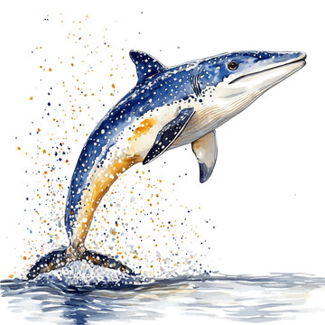 Ichthyosaurus, beautiful watercolor illustration, isolated on a white background, soft and delicate colors.