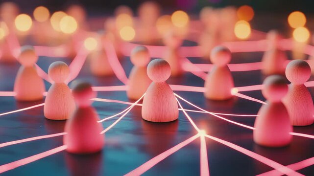 An artistic representation of thought and decision-making processes with wooden figureheads and glowing red lights.