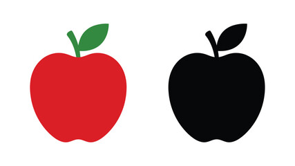 Fototapeta premium Apple silhouettes red and black isolated on white background
