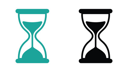Hourglass icon set teal and black silhouette on white background © Kaium