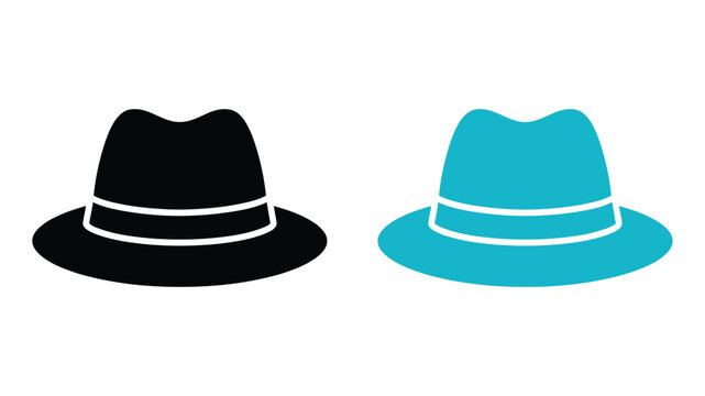Fedora hats silhouette black and teal color scheme