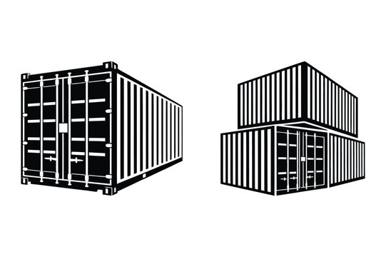 Shipping containers one isolated and two stacked container shipping industry