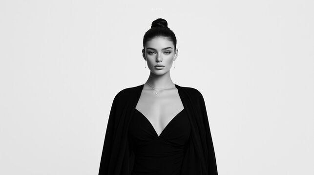Minimal Black and White Fashion Portrait, Elegant Editorial Style
