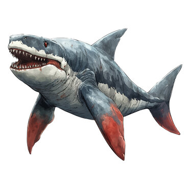 Dunkleosteus, high quality watercolor, isolated on a white background, vibrant details.