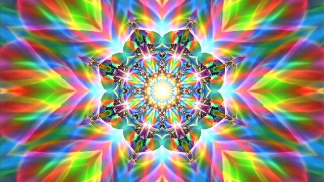 Vibrant psychedelic mandala art design element.