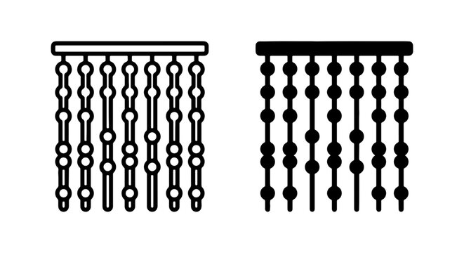 Beaded Curtain Icons, Decorative Dangle Elements, Vector Set