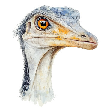 Coelophysis, soft and charming watercolor, isolated on a white background, delicate and elegant style.
