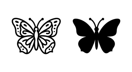 Butterfly Icons: Delicate Line Art and Bold Silhouette Vector Set © MRHASAN