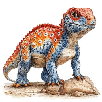 watercolor painting of Carnotaurus graphic, isolated on a white background.