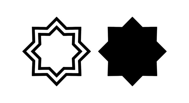 Octagram Star Geometric Icon, Islamic Pattern Symbol, Vector Art