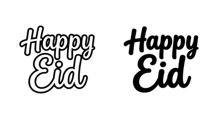 Fototapeta premium Happy Eid Calligraphy, Islamic Holiday Greeting Text, Vector Art