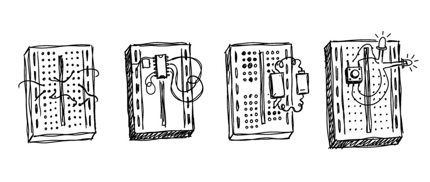 breadboard , pen scribble , kid Hand drawn , vector