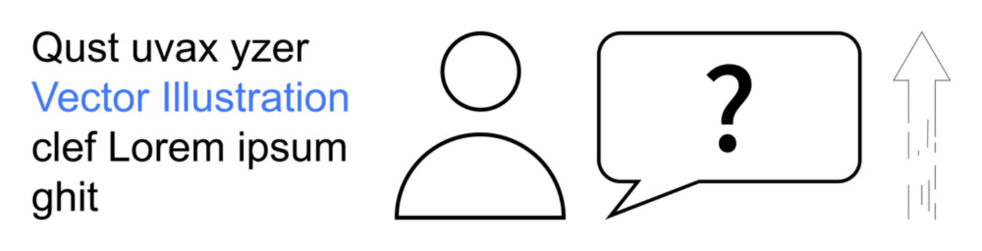 Communication, career growth, user interaction, problem-solving, decision-making, feedback loop. Minimal design with person, speech bubble and upward arrow. Communication and career growth ideas