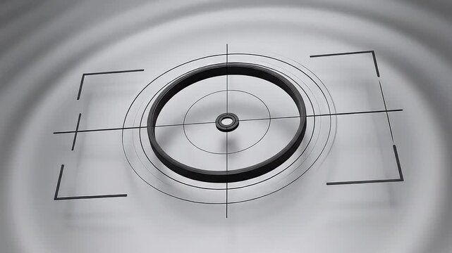 Simple camera focus target graphic centered on neutral background representing visual alignment concept