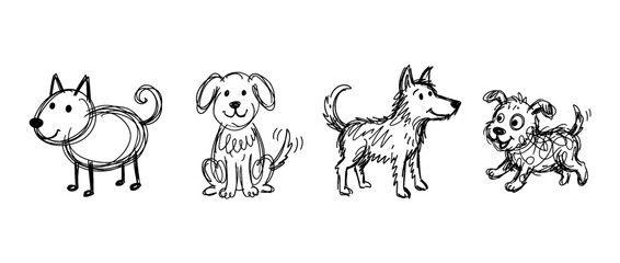 Obraz premium dog , pen scribble , kid Hand drawn , vector