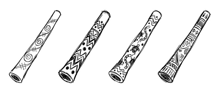 didgeridoo , pen scribble , kid Hand drawn , vector