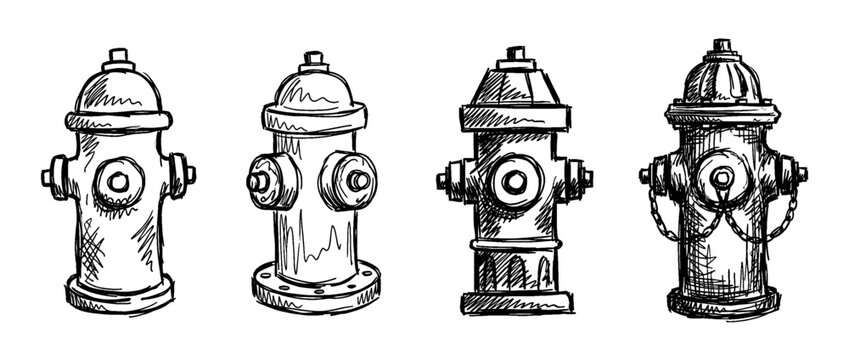 fire hydrant , pen scribble , kid Hand drawn , vector