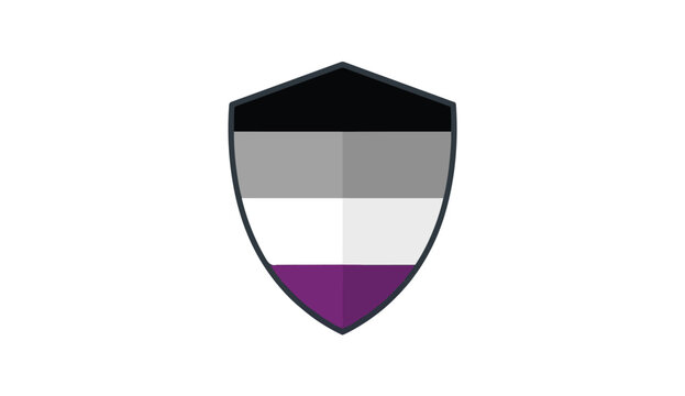 Flat icon of asexual pride flag with horizontal stripes in black gray white and purple