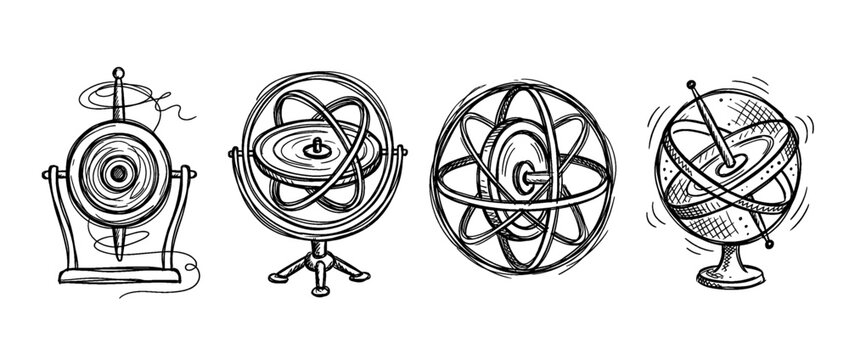 gyroscope , pen scribble , kid Hand drawn , vector
